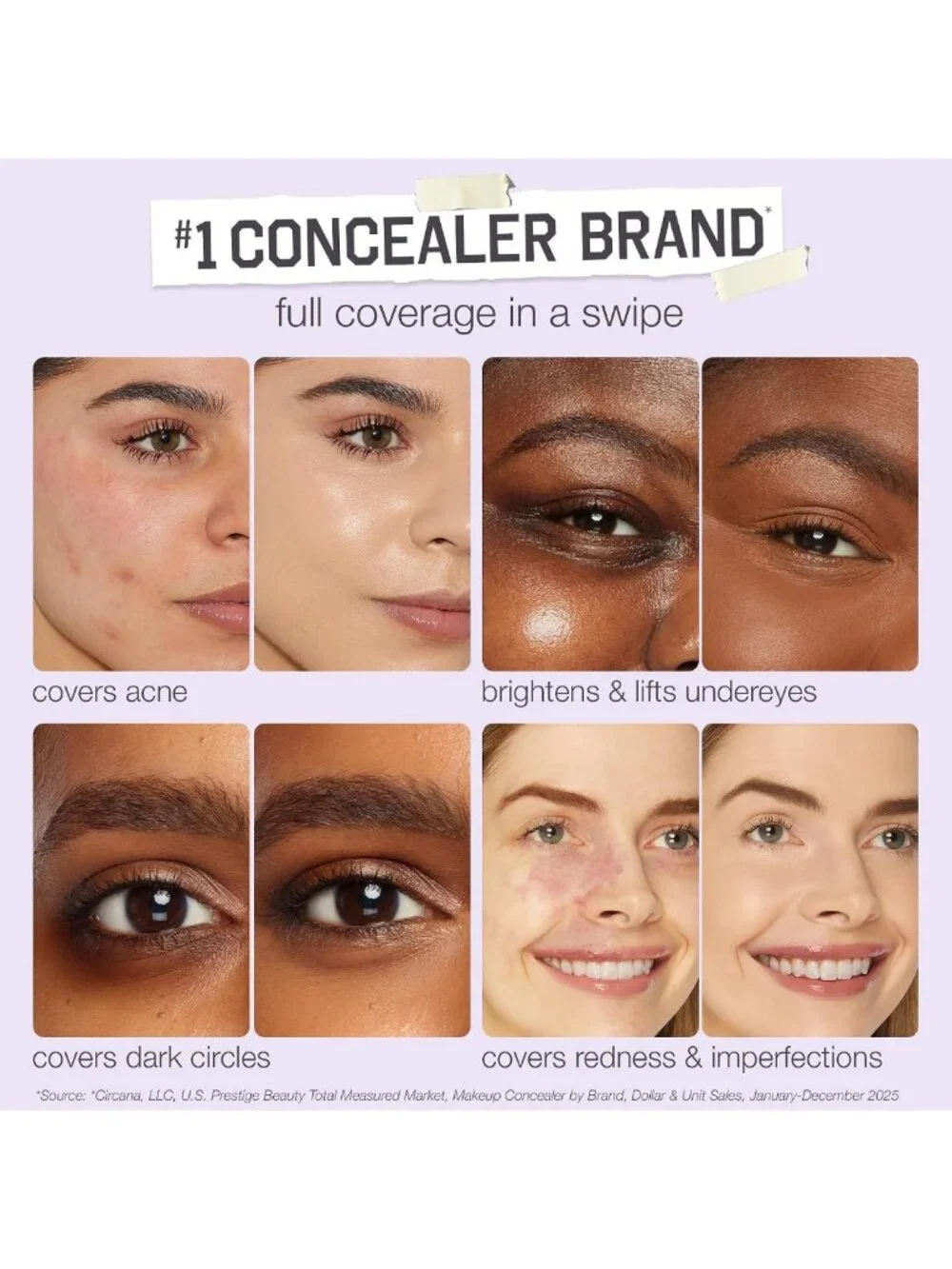 Full-Coverage Soft Matte Concealer - Brightening Under-Eye & Face Makeup, 16hr